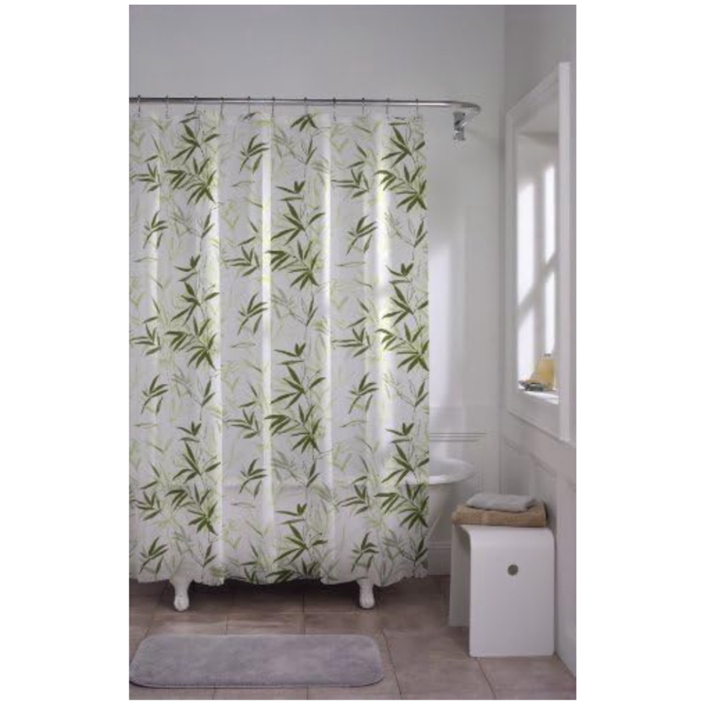 Maytex Zen Garden Waterproof PEVA Shower Curtain Botanical Bamboo Design